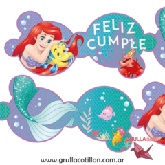 BANDERIN FELIZ CUMPLE LA SIRENITA ARIEL