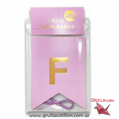 BANDERIN FELIZ CUMPLEAÑOS LILA PASTEL - comprar online
