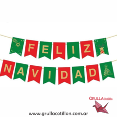BANDERIN FELIZ NAVIDAD ROJO Y VERDE