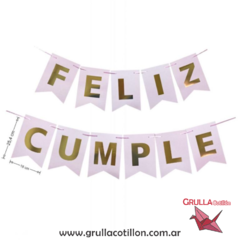 BANDERIN ROSA PASTEL FELIZ CUMPLE XL