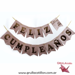 BANDERIN FELIZ CUMPLEAÑOS ROSE GOLD