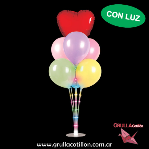 BASE LUMINOSA PARA 7 GLOBOS CON PALITOS
