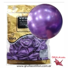 BOLSA GLOBO CROMADO VIOLETA 10" x50