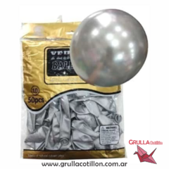 BOLSA GLOBO CROMADO PLATEADO 10" x50