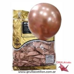 BOLSA GLOBO CROMADO ROSE GOLD 10" x50
