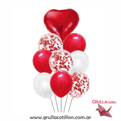 BOUQUET GLOBOS CORAZON ROJO - comprar online