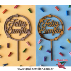 CAKE TOPPER FELIZ CUMPLE ESTRELLAS