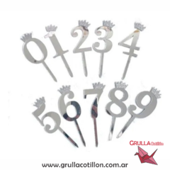 CAKE TOPPER NUMERO PLATEADO