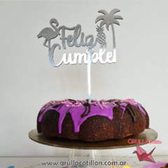 CAKE TOPPER FELIZ CUMPLE TROPICAL - comprar online