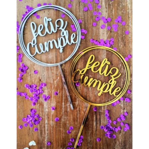 CAKE TOPPER FELIZ CUMPLE CIRCULAR