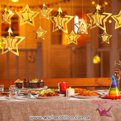 ESTRELLAS PLATEADAS 3D COLGANTES x11 PIEZAS - Grulla Mayorista