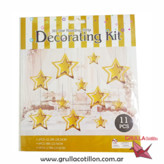ESTRELLAS PLATEADAS 3D COLGANTES x11 PIEZAS - comprar online