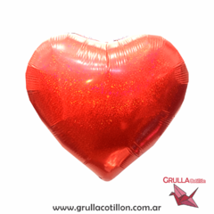 GLOBO CORAZON GLITTER ROJO 18"