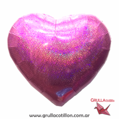 GLOBO CORAZON GLITTER ROSA 18"