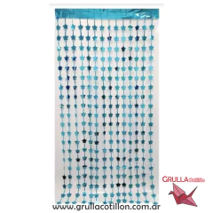 CORTINA METALIZADA ESTRELLAS CELESTE