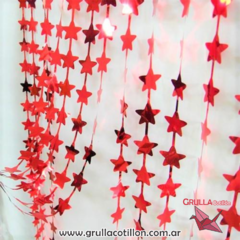 CORTINA METALIZADA ESTRELLAS ROJAS
