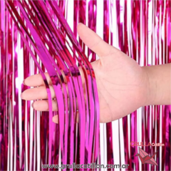 CORTINA METALIZADA FUCSIA ECONOMICA