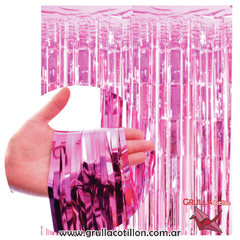 CORTINA METALIZADA ROSA ECONOMICA