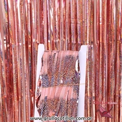 CORTINA METALIZADA ROSE GOLD HOLOGRAFICA