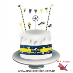 DECORACIÓN PARA TORTA AZUL Y AMARILLO