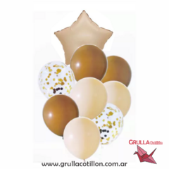 BOUQUET DE GLOBOS CON ESTRELLA COLOR NUDE
