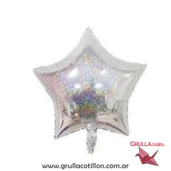 GLOBO ESTRELLA GLITTER PLATEADA 18"