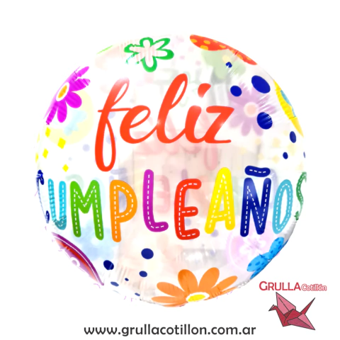 GLOBO FELIZ CUMPLEAÑOS 18" CRISTAL FLORES