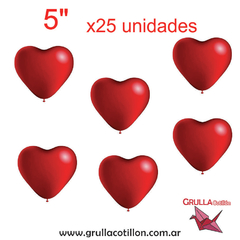 MINI GLOBITOS LATEX FORMA CORAZON 5" x25