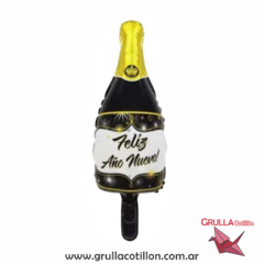 MINI GLOBO BOTELLA FELIZ AÑO NUEVO 40 cm. (Elegir color) en internet