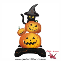 GLOBO SUPER HALLOWEEN CALABAZAS CON GATO NEGRO 1.20 metros
