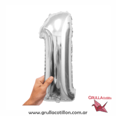 GLOBO NUMERO PLATEADO 16" - comprar online
