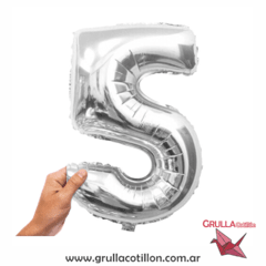 Imagen de GLOBO NUMERO PLATEADO 16"