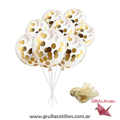 GLOBOS CONFETTI DORADO x5