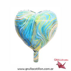 GLOBO CORAZON MARMOLADO 18" CELESTE