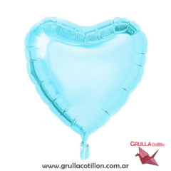 GLOBO CORAZÓN CELESTE METALIZADO 18"