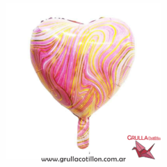 GLOBO CORAZON MARMOLADO 18" ROSA