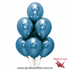 GLOBO CROMADO AZUL 10" x10