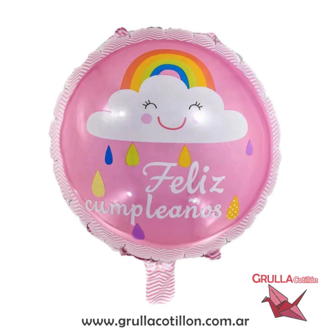 GLOBO ARCOIRIS CON NUBE 18" ROSA