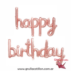 GLOBO FRASE HAPPY BIRTHDAY CURSIVA (Elegir color) - Grulla Mayorista