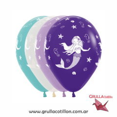 GLOBO ESTAMPADO SIRENA x12