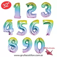 GLOBO NUMERO PASTEL MULTICOLOR 32" - comprar online