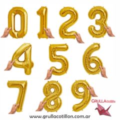 GLOBO NUMERO DORADO 16"