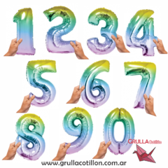 GLOBO NUMERO PASTEL MULTICOLOR 14"