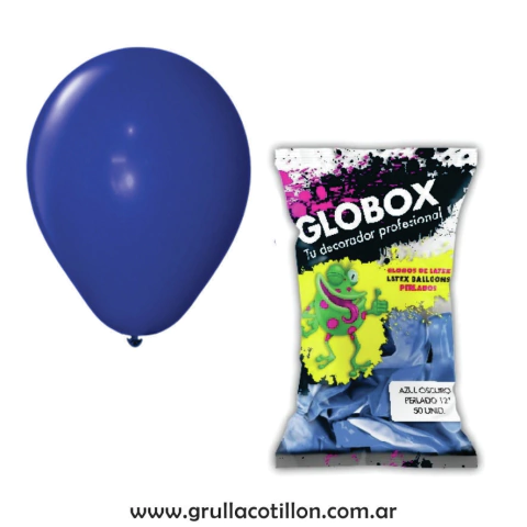 BOLSA GLOBO PERLADO AZUL OSCURO 12" x50