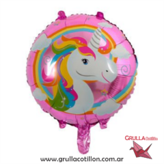 GLOBO UNICORNIO FONDO ROSA 18"