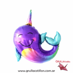GLOBO FORMA UNICORNIO MARINO 85 CM