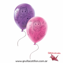GLOBOS ESTAMPADOS LA CASA DE MUÑECAS DE GABBY x6