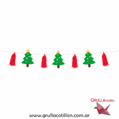 GUIRNALDA NAVIDAD ARBOLITOS Y BORLA ROJA