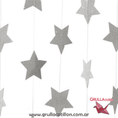 GUIRNALDA ESTRELLITAS PLATEADAS GLITTER