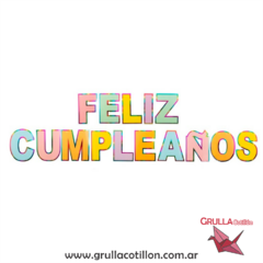 BANDERIN FELIZ CUMPLEAÑOS PASTEL BORDE TORNASOLADO - comprar online